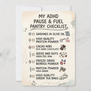 ADHD Pantry Checklist Healthy Kitchen Guide Card