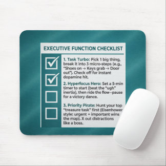 ADHD Productivity Executive Function Checklist Mouse Mat