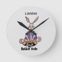 ADHD Rabbit Hole Personalized Round Wall Clock