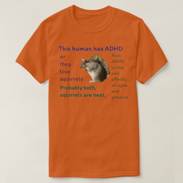 ADHD Squirrel Green T-Shirt (Design Front)