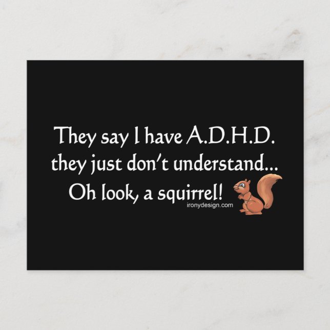 ADHD Squirrel Saying Postcard (Front)