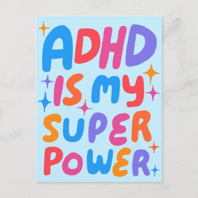 ADHD Super Power Fun Bubble Letters CUSTOM  Postcard (Front)
