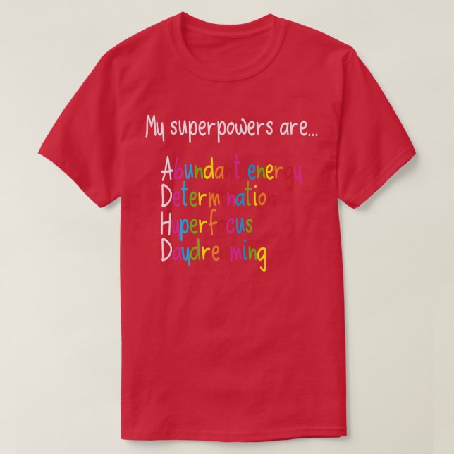 ADHD Superpowers Neurodiversity Awareness Premium  T-Shirt (Design Front)
