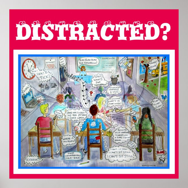 ADHD Symptoms Poster : "Distracted" (Front)