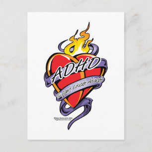 ADHD Tattoo Heart Postcard