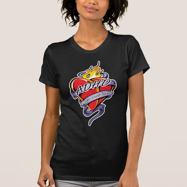 ADHD Tattoo Heart T-Shirt (Front)