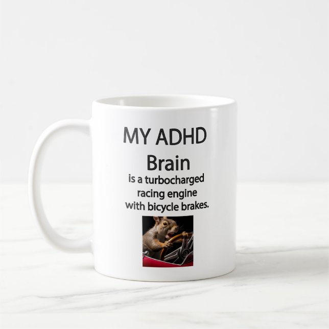 ADHD Turbocharge Brain with Bicycle Brakes Mug (Left)