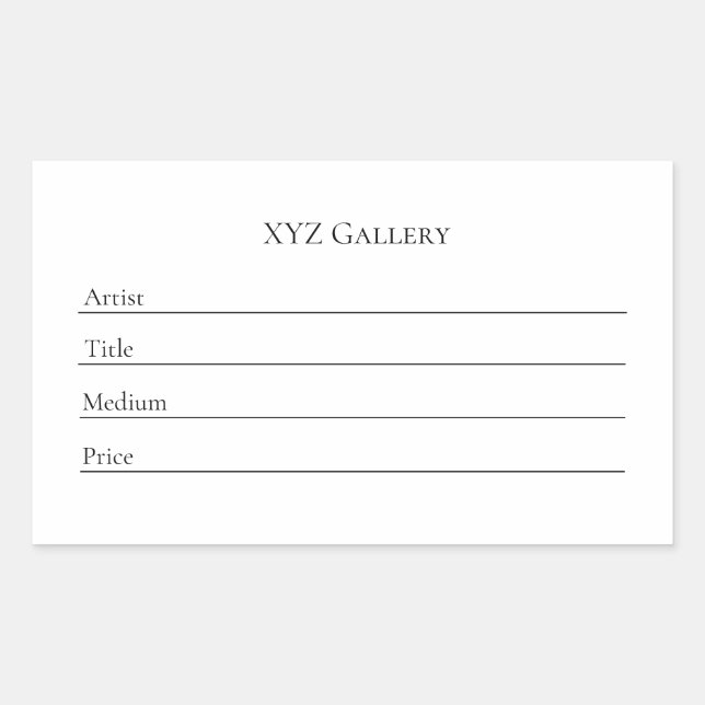 Adhesive Art Gallery Exhibition Label Sticker (Front)