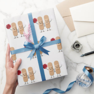 Adhesive Bandage Cheerleaders On White Wrapping Paper
