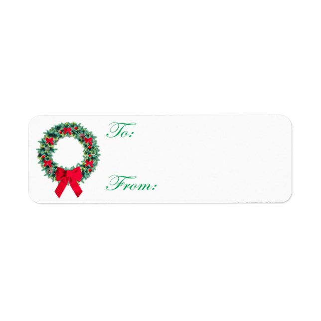 Adhesive Christmas Wreath Gift Tags (Front)