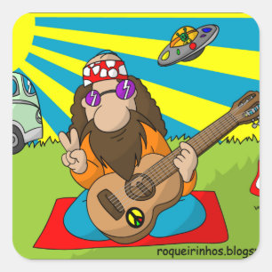 adhesive hippie square sticker