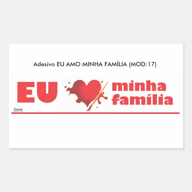Adhesive I love my family Rectangular Sticker (Front)
