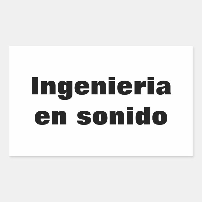 Adhesive ingenieria en sonido rectangular sticker (Front)