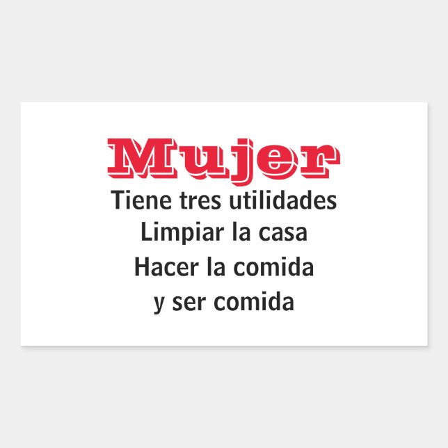 Adhesive La mujer tiene 3 utilities Rectangular Sticker (Front)