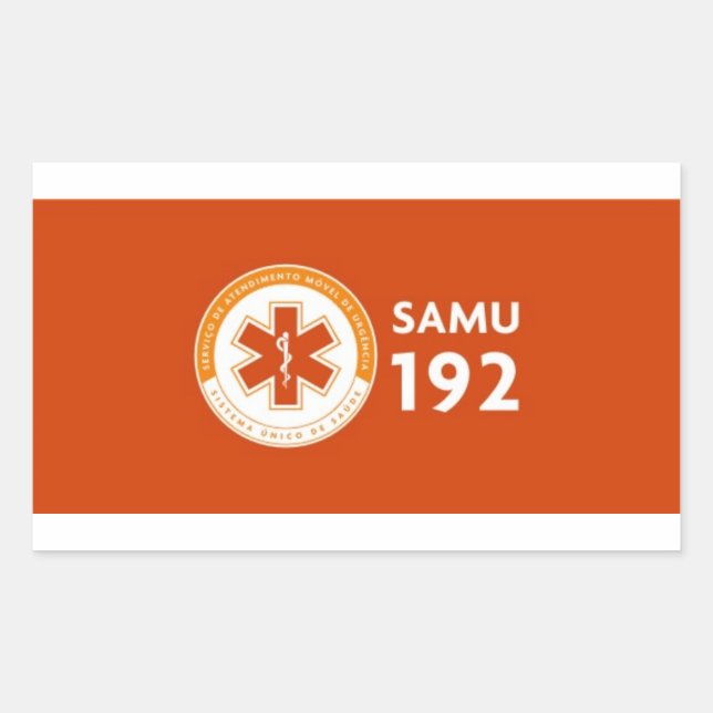 Adhesive Logomarca SAMU 192 - red background Rectangular Sticker (Front)