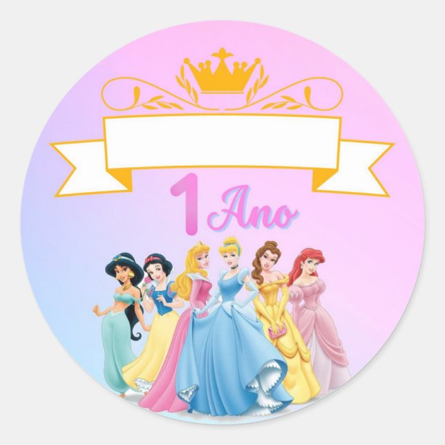 Adhesive Princess Classic Round Sticker (Front)