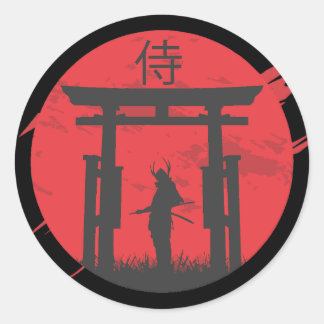 Adhesive Samurai Classic Round Sticker