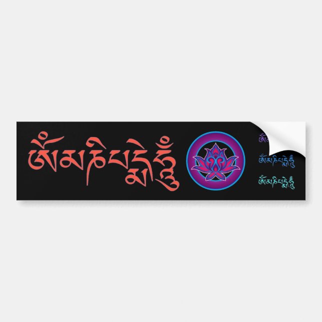 ADHESIVE WITH MANI PADME HUM BUMPER STICKER (Front)