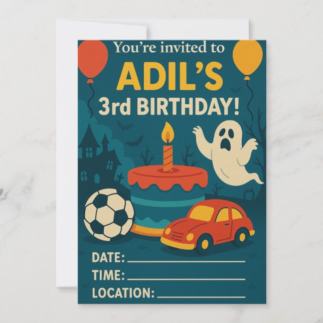 Adil’s 3rd Birthday Party Invitation – Editable Na (Front)