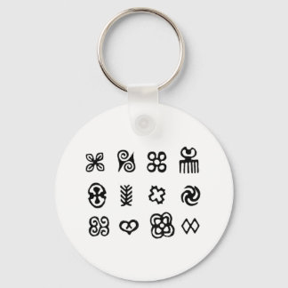 Adinkra African Symbols Black and White Key Ring