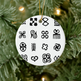 Adinkra African Symbols Ceramic Tree Decoration