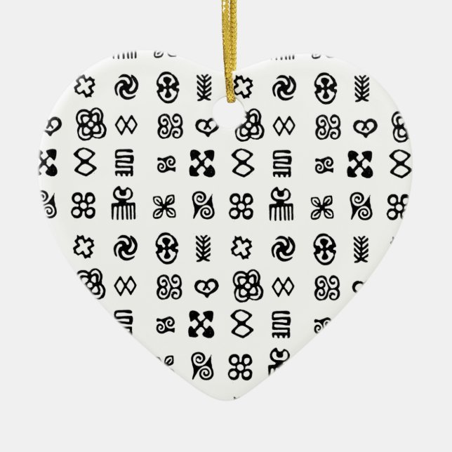Adinkra African Symbols Ceramic Tree Decoration (Front)