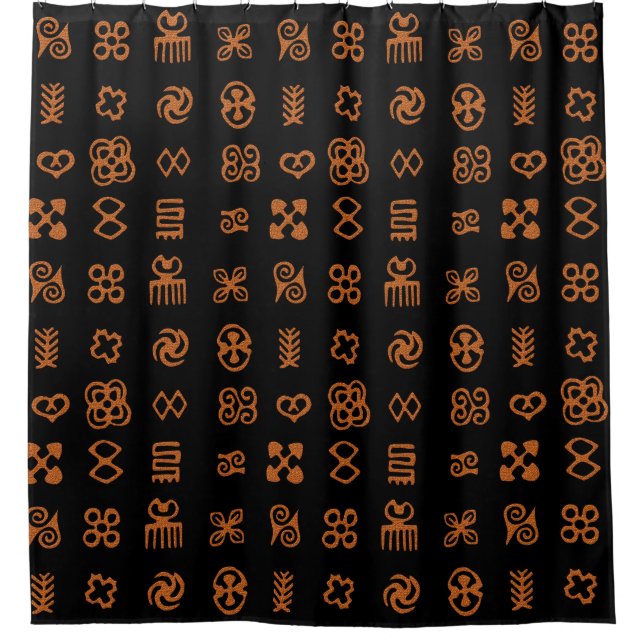 Adinkra African Symbols Ethnic Design Shower Curtain (Front)