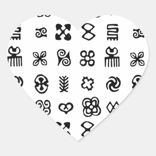 Adinkra African Symbols Heart Sticker (Front)