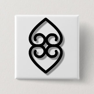 Adinkra - earth-BW 15 Cm Square Badge