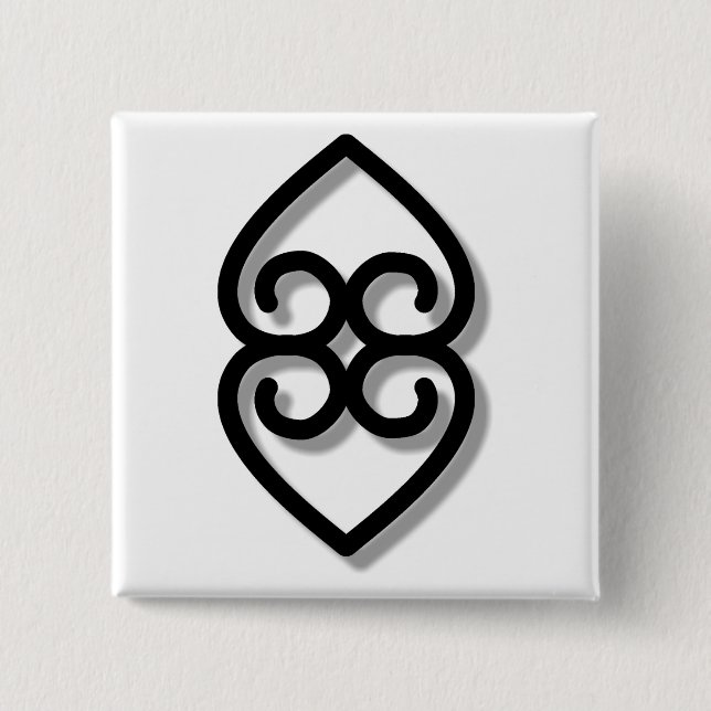 Adinkra - earth-BW 15 Cm Square Badge (Front)