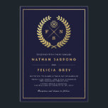 Adinkra God's Blessing Symbol | Wedding Invitation<br><div class="desc">A gold and midnight blue wedding invitation featuring an African symbol symbolising God's presence and protection.</div>