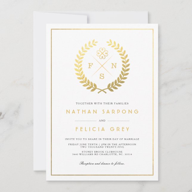 Adinkra God's Blessing Symbol White Wedding Invitation (Front)