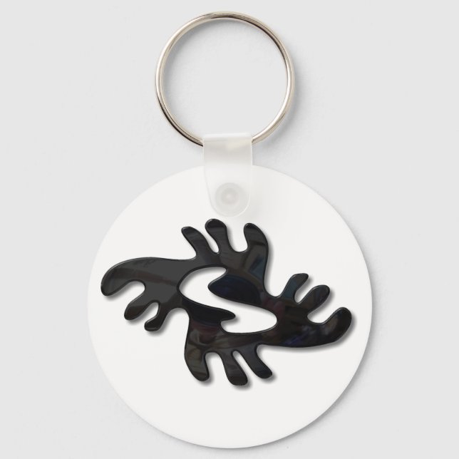 Adinkra-peace-shiny black key ring (Front)