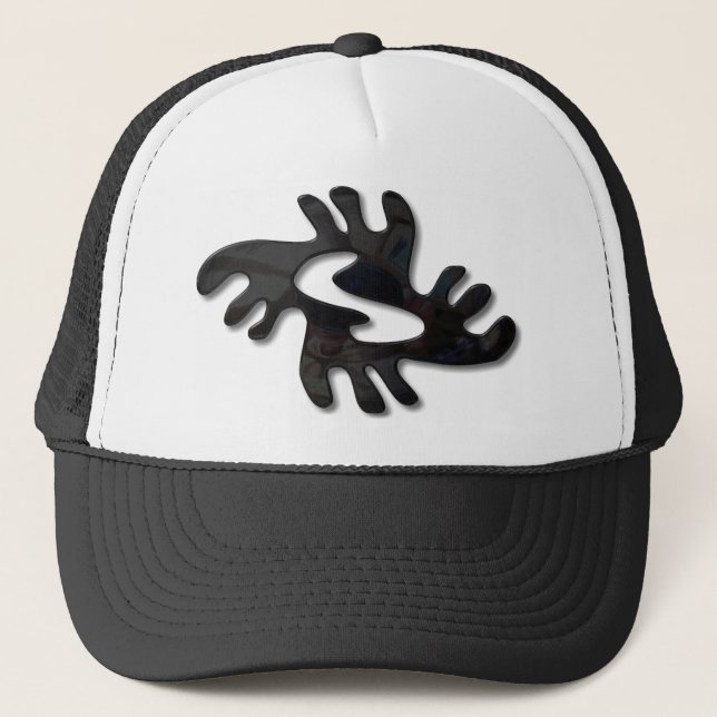 Adinkra-peace-shiny black trucker hat (Front)