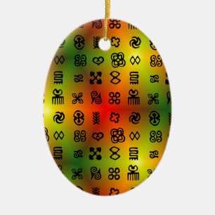 Adinkra Symbols With African Colours Ceramic Tree Decoration