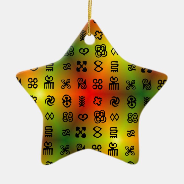 Adinkra Symbols With African Colours Ceramic Tree Decoration (Front)