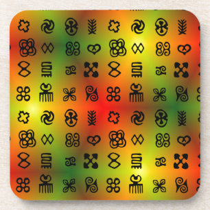 Adinkra Symbols With African Colours Coaster