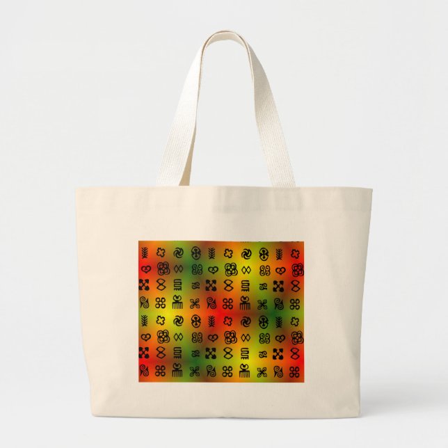Adinkra Symbols With African Colours Large Tote Bag (Front)
