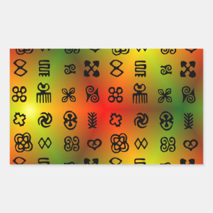 Adinkra Symbols With African Colours Rectangular Sticker