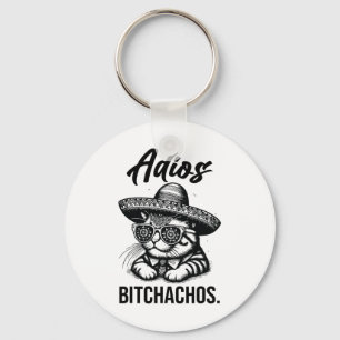 Adios Achos Cat In Sombrero Funny Spanish Funny Ad Key Ring