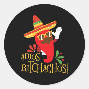 Adios Achos Cinco De Mayo Mexican Chili Peppers  Classic Round Sticker