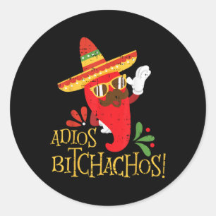 Adios Achos Cinco De Mayo Mexican Chilli Peppers  Classic Round Sticker