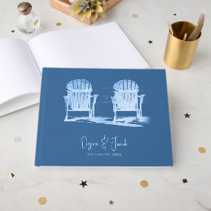 Adirondack Beach Chairs Azure Blue White Wedding Guest Book