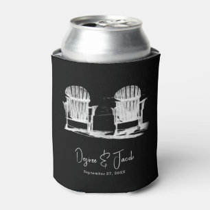 Adirondack Beach Chairs Black And White Wedding Can Cooler
