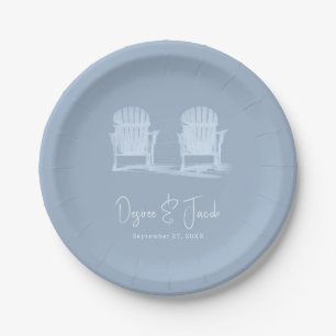 Adirondack Beach Chairs Dusty Blue White Rustic Paper Plate