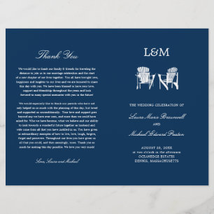 Adirondack Beach Chairs Navy Blue Wedding Program