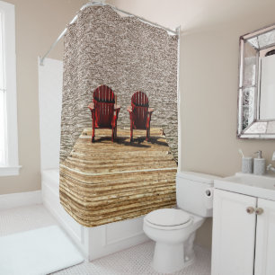 Adirondack Beach Chairs Red Rustic Shower Curtain