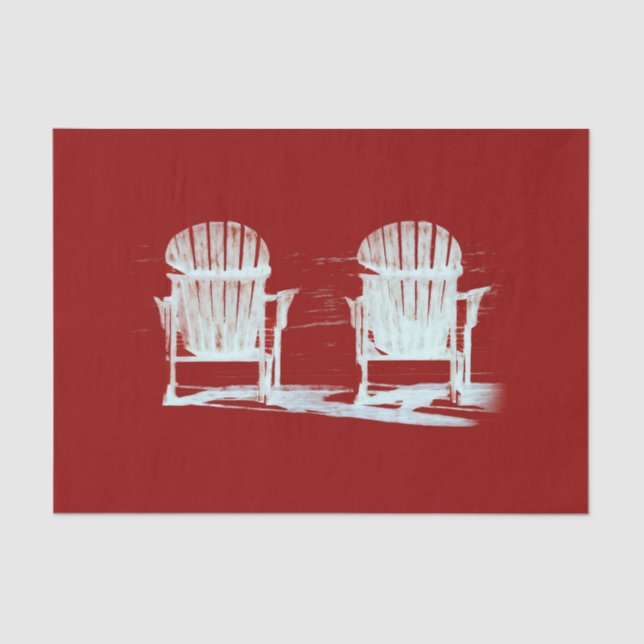 Adirondack Beach Chairs Red White Rustic Tissue Paper (Front)