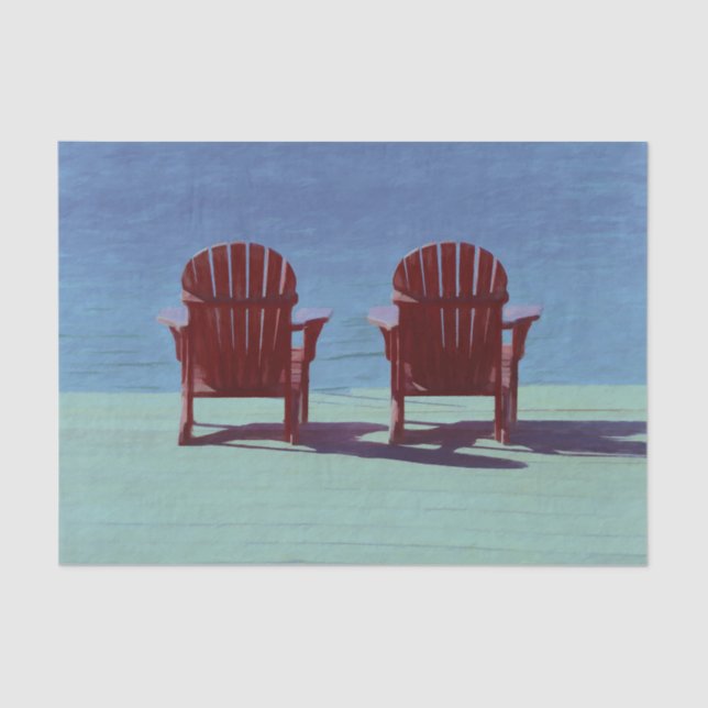 Adirondack Beach Chairs Teal Blue Rustic Tissue Paper (Front)