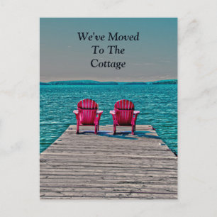Adirondack Beach Chairs Teal Lake House Moving Postcard